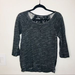 Express distressed lace back sweater